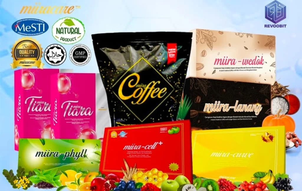 Premium Miira Coffee pouch with brewed coffee cup and roasted beans on a wooden surface.